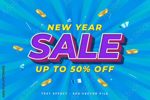 New year vibrant offer banner vector template. New year festive discount vector graphic element