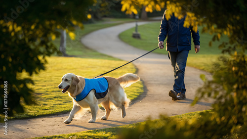 Fototapeta Naklejka Na Ścianę i Meble -  dog walking in the park