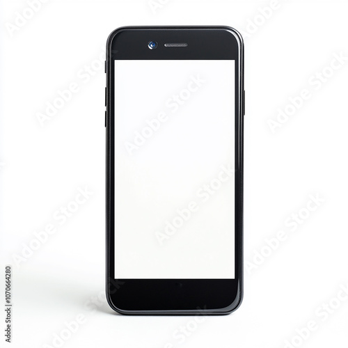 Smartphone blank screen on white background.