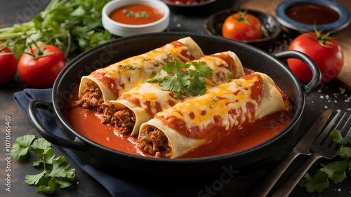 Traditional Honduran Enchiladas with Ground Beef, Lettuce, Cheese, and Tomato Sauce - Hispanic Heritage Month Cuisine