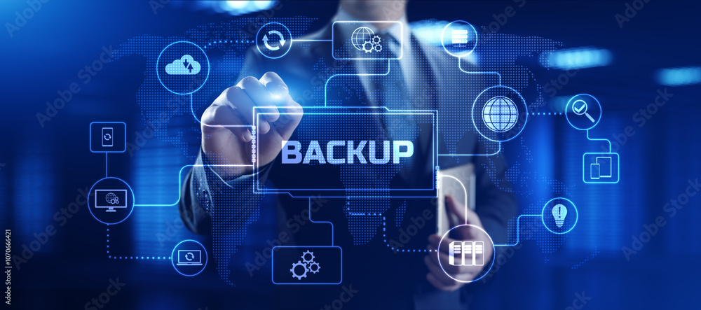 Backup Disaster recovery data protection technology concept. Backup Disaster recovery data protection technology concept.