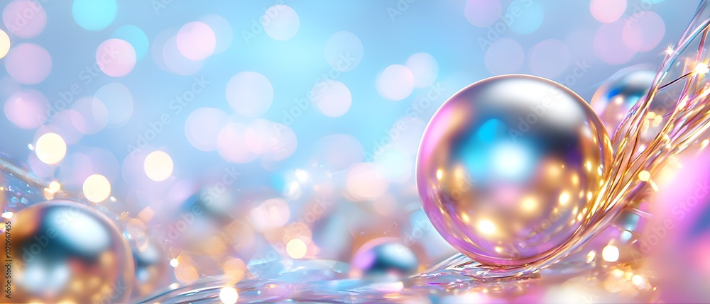 A bunch of shiny silver and gold balls are on a blue background A bunch of shiny silver and gold balls are on a blue background