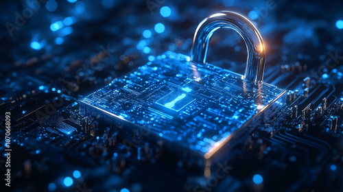 Cyber security and data protection on internet. Person touching virtual shield, secure access, encrypted connection. Password protected system and storage. Cybersecurity technology.