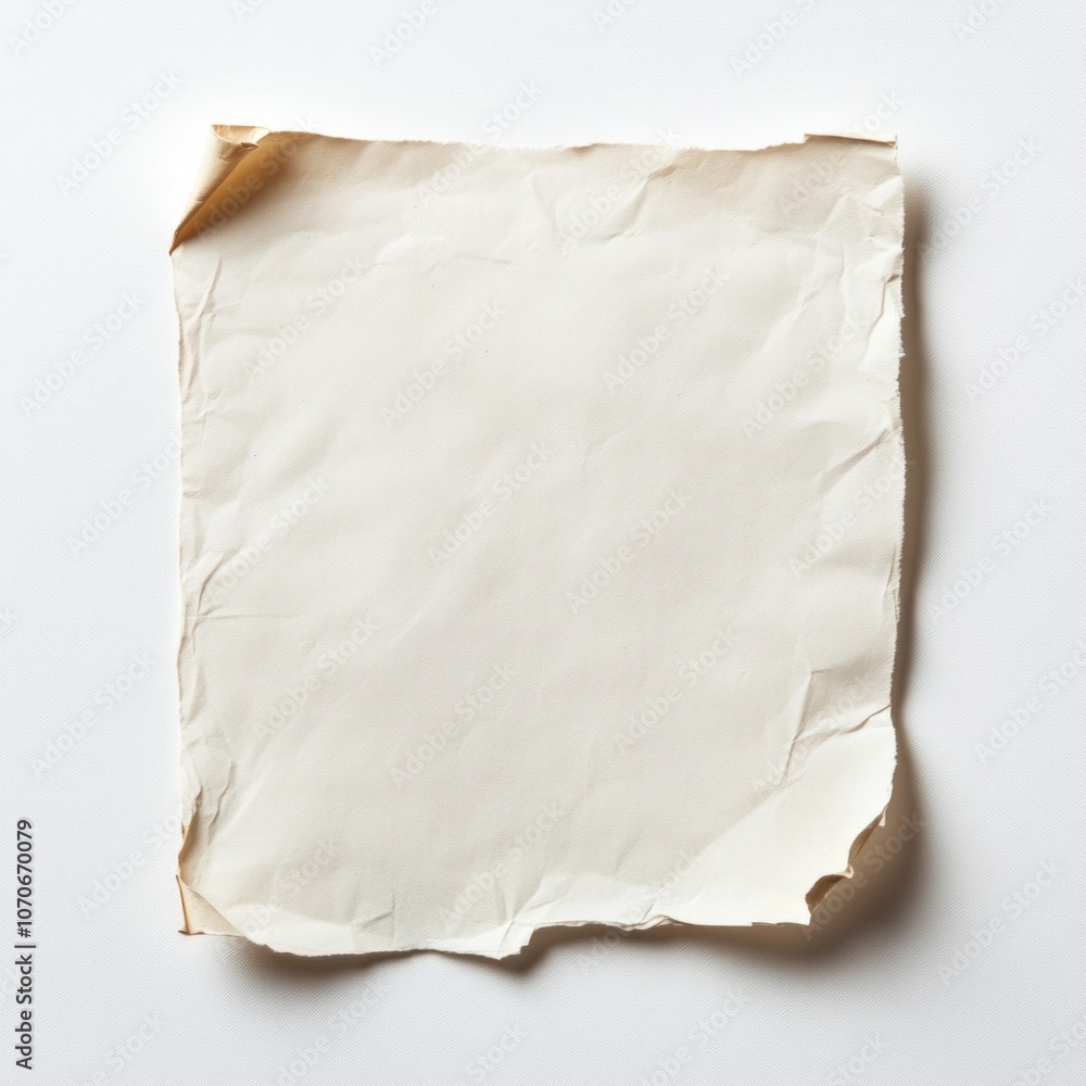 Blank antique paper with crumpled edges on white background Blank antique paper with crumpled edges on white background