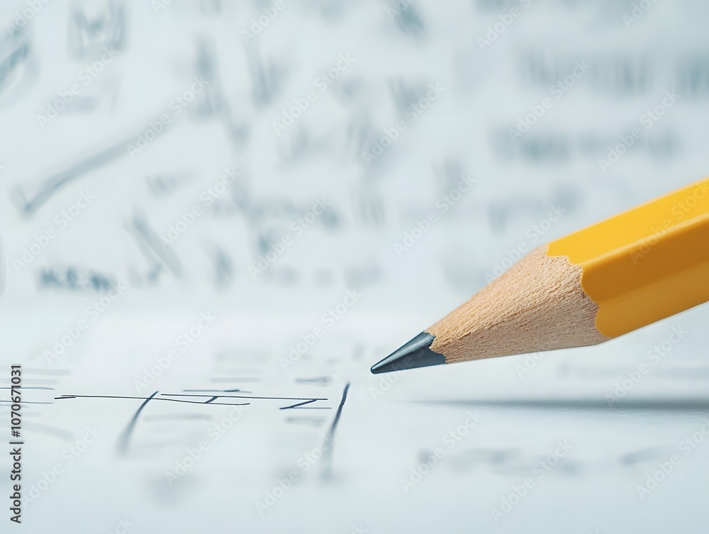 Close-up of Yellow Pencil on Notepad Paper Close-up of Yellow Pencil on Notepad Paper