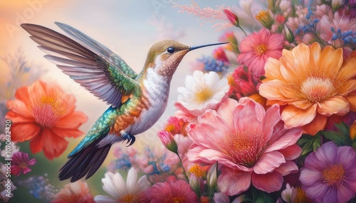 hummingbird and flower