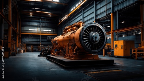 Abandoned Industrial Engine in a Rusted Warehouse photo