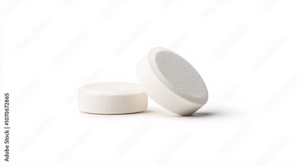 Two White Pills on White Background Two White Pills on White Background
