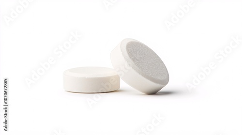 Two White Pills on White Background