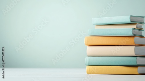 Showcase a stack of hardcover books with blank minimalist covers for book mockup projects