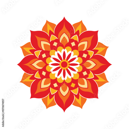 Traditional Indian Mandala Lineart Vector Design - Ornamental Ethnic Pattern with Intricate Floral and Geometric Symmetry photo