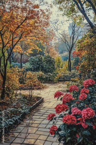 Wallpaper Mural Autumn Garden Path Torontodigital.ca