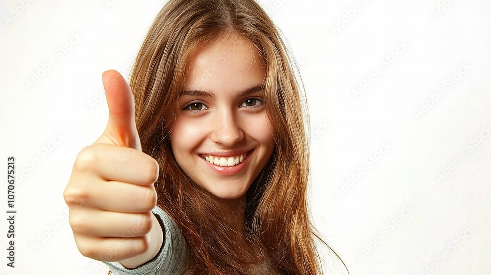 Young Woman Giving Thumbs Up in Bright Setting Young Woman Giving Thumbs Up in Bright Setting