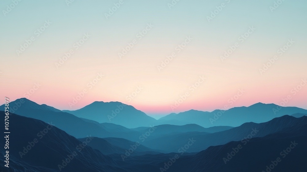 Serene landscape of layered mountains at dawn, showcasing soft pastel hues blending into the sky. Serene landscape of layered mountains at dawn, showcasing soft pastel hues blending into the sky.