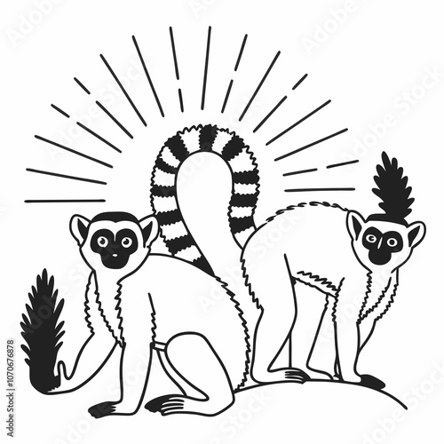 Radiant Lemur Line Art Vector