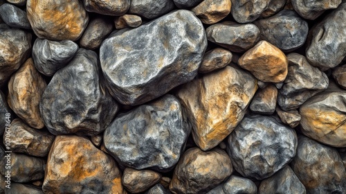 A close-up view of textured gray and brown rocks, creating a natural background with earthy tones.