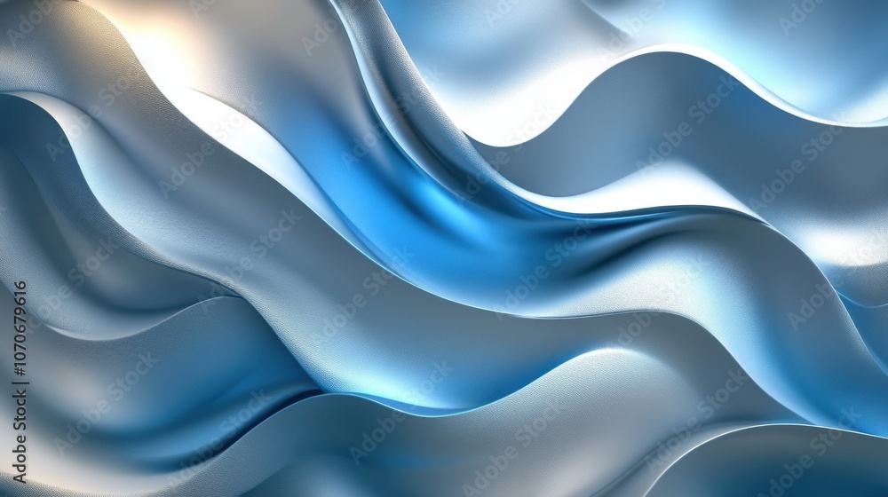 Flowing waves of soft blue and silver create a serene, modern abstract background. Flowing waves of soft blue and silver create a serene, modern abstract background.