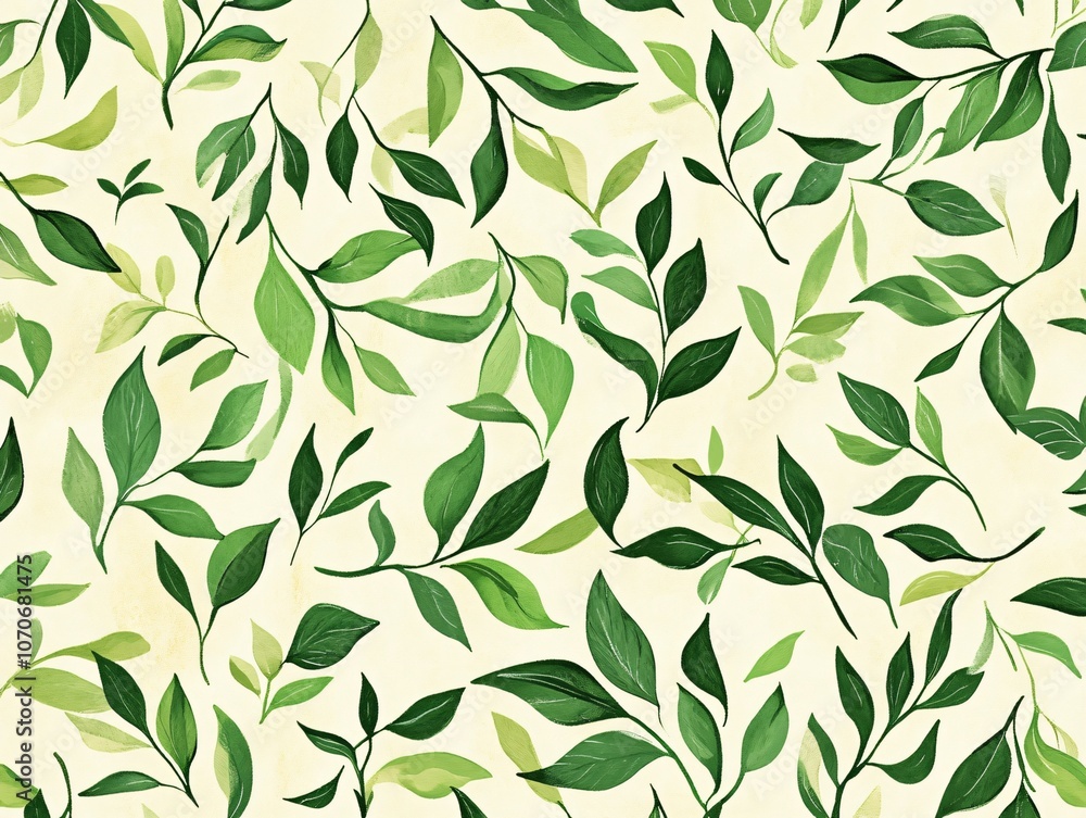 Simple Green Leaves Watercolor Pattern Simple Green Leaves Watercolor Pattern