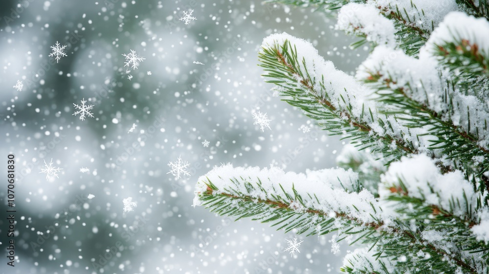 Delicate pine branches adorned with fresh snowflakes create a serene atmosphere as they dance in the gentle winter breeze, embodying the tranquility of the snowy landscape. Delicate pine branches adorned with fresh snowflakes create a serene atmosphere as they dance in the gentle winter breeze, embodying the tranquility of the snowy landscape.