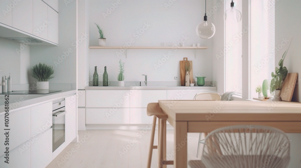 Fototapeta premium Modern Kitchen with Natural Light and Simple Design