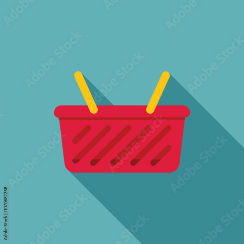 Empty shopping basket with yellow handles representing retail, consumerism, and purchasing power