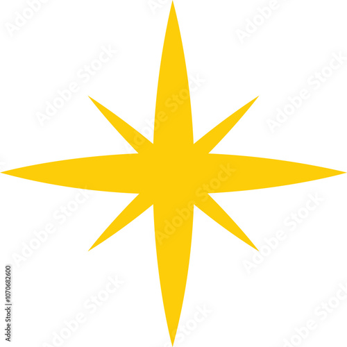 Star clip art design on plain white transparent isolated background for card, shirt, hoodie, sweatshirt, apparel, card, tag, mug, icon, poster or badge