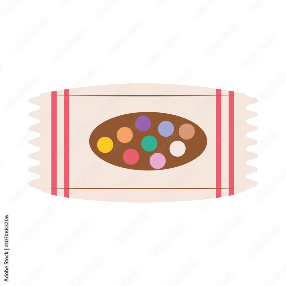 Snack paper package in flat design. Sweet candies wrapping pack or box. Vector illustration isolated. Snack paper package in flat design. Sweet candies wrapping pack or box. Vector illustration isolated.