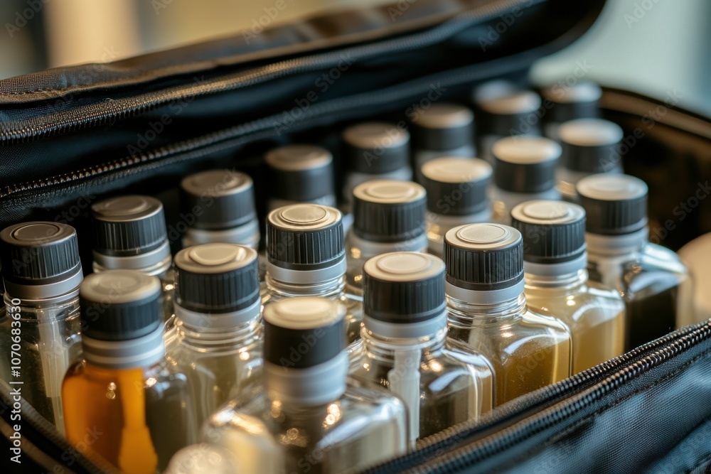 Assorted Bottles in a Carrying Bag Assorted Bottles in a Carrying Bag