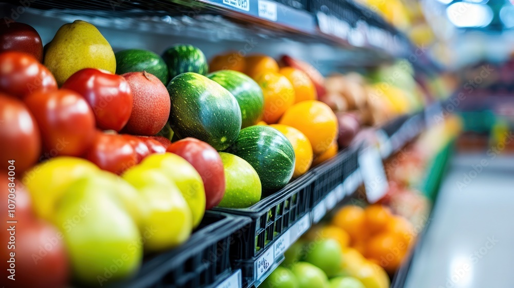 Fresh Produce in a Supermarket Aisle Fresh Produce in a Supermarket Aisle