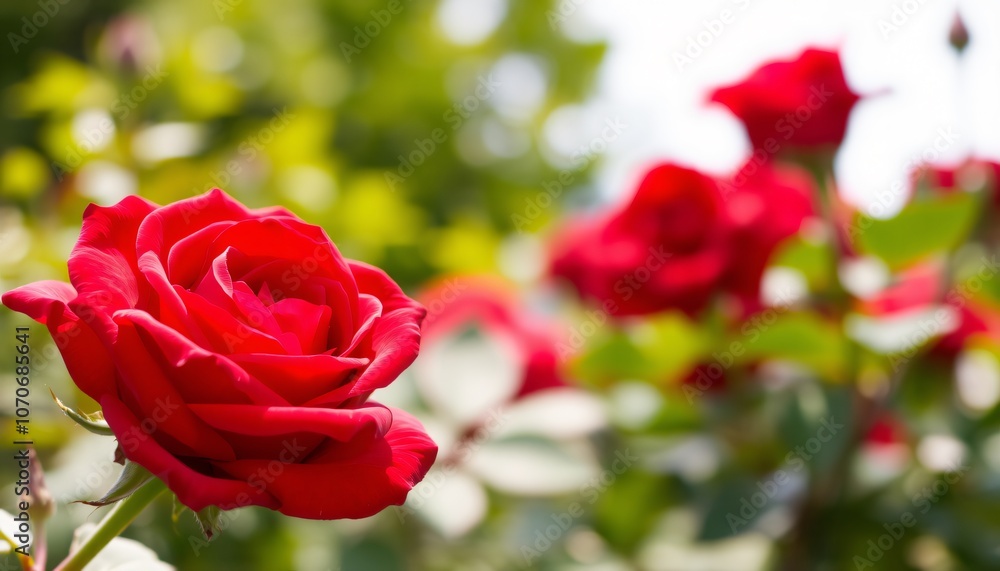 Red Rose in Natural Light Close Up Shot Red Rose in Natural Light Close Up Shot