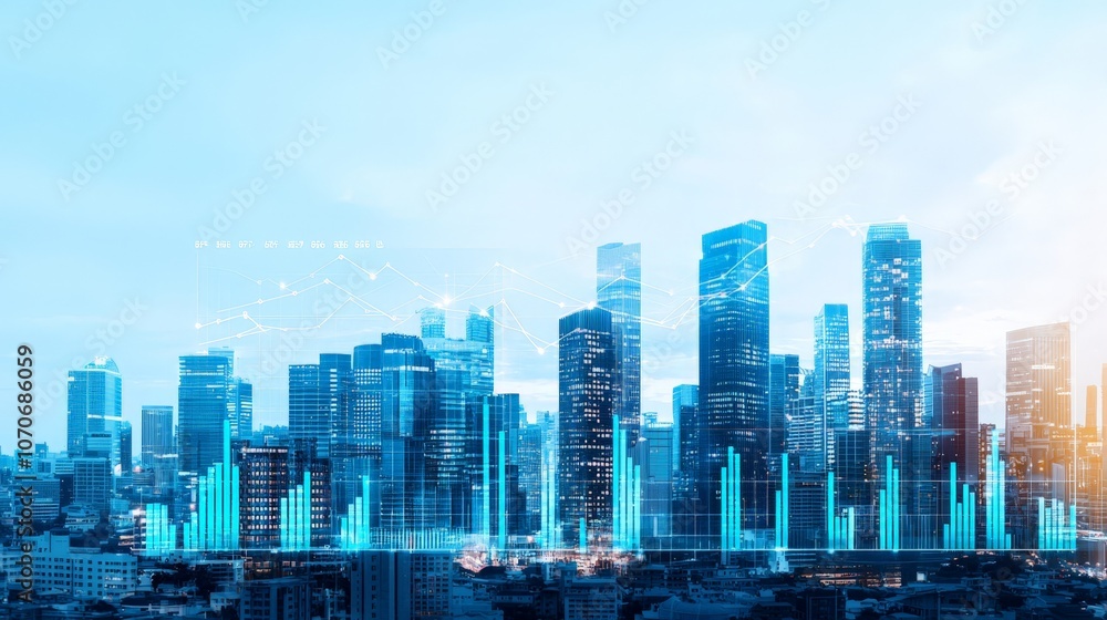 Fototapeta premium Stunning cityscape with network lines a visual representation of urban connectivity and technology