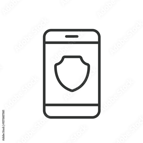 Phone secure, icon in line design. Phone, secure, security, protection, encryption, privacy, authentication on white background vector. Phone secure editable stroke icon