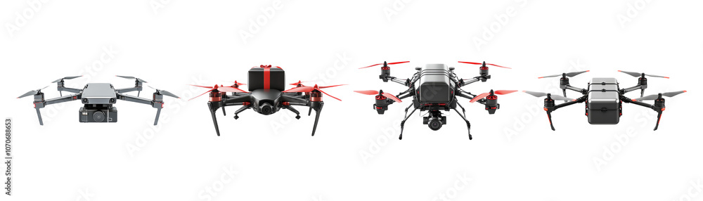 Various Drone Designs on Transparent Background Various Drone Designs on Transparent Background