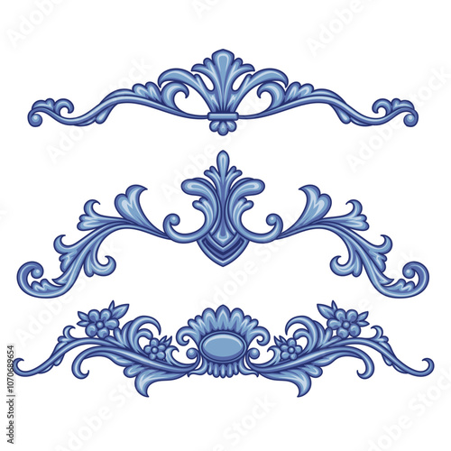 Set of decorative elements in Baroque style