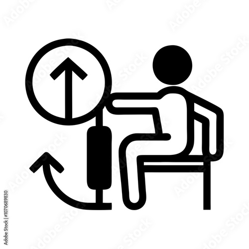 Rehabilitation exercises icon showing a person performing an exercise with a resistance device Rehabilitation exercises icon showing a person performing an exercise with a resistance device 