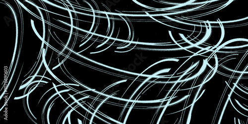 Random gray line isolated on black background. Abstract Random line modern background and tile. Computer wires forming an intricate pattern. vector illustration. A beautiful chaotic scribble line.