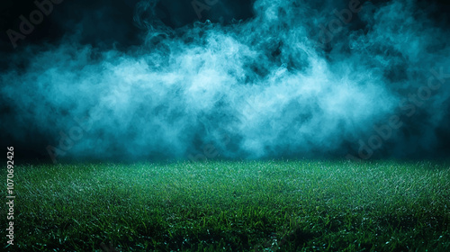 Smoke green background dark ground light smell toxic black bad fog stadium stink mist. Background green grass smoke cloud fart soccer night field dust poison potion floating sport transparent dirty.