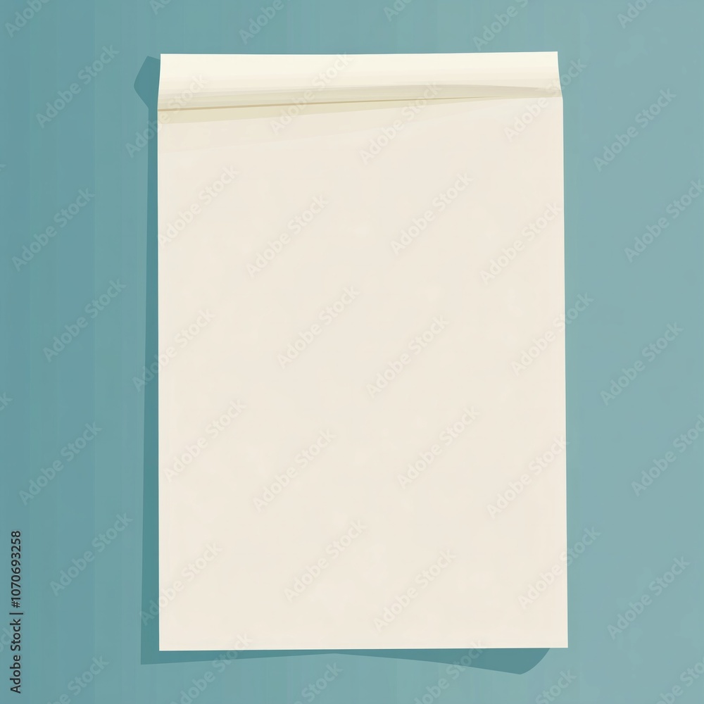 Blank notepad on blue background with soft shadows Blank notepad on blue background with soft shadows