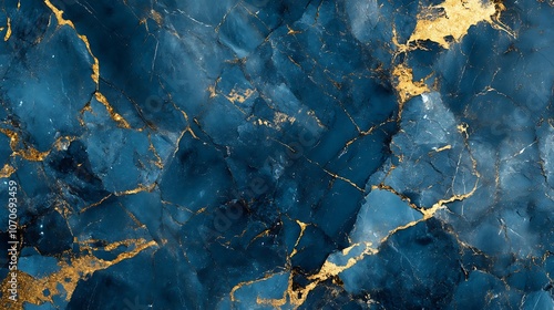 A textured blue and gold abstract background resembling marble or stone.