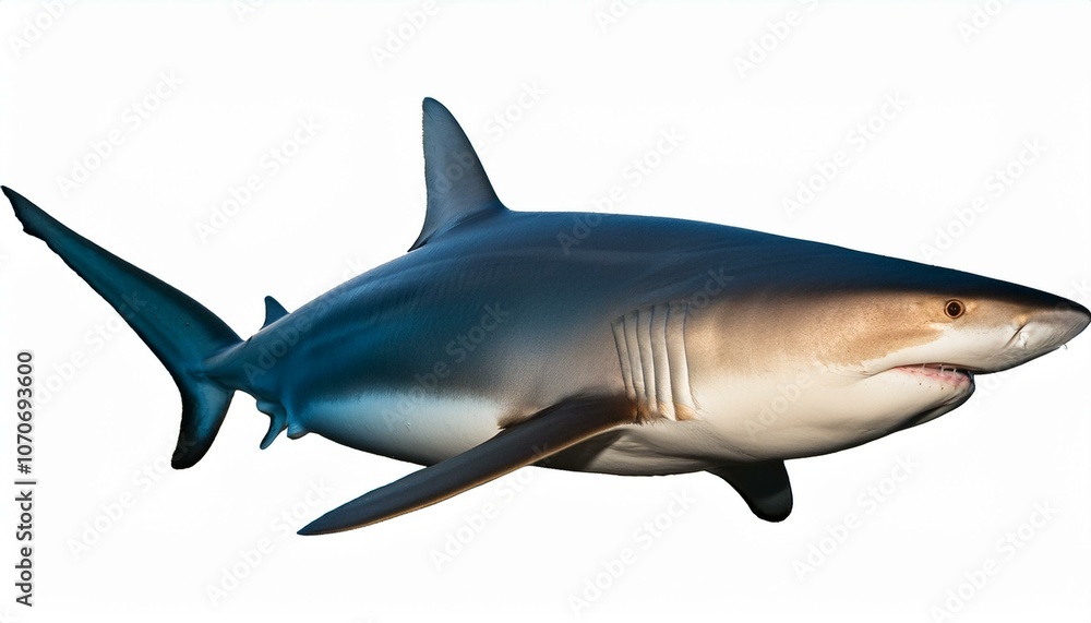 Fototapeta premium Shark side view full body isolate on White background PNG