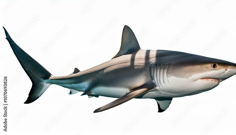 Shark side view full body isolate on White background PNG Shark side view full body isolate on White background PNG