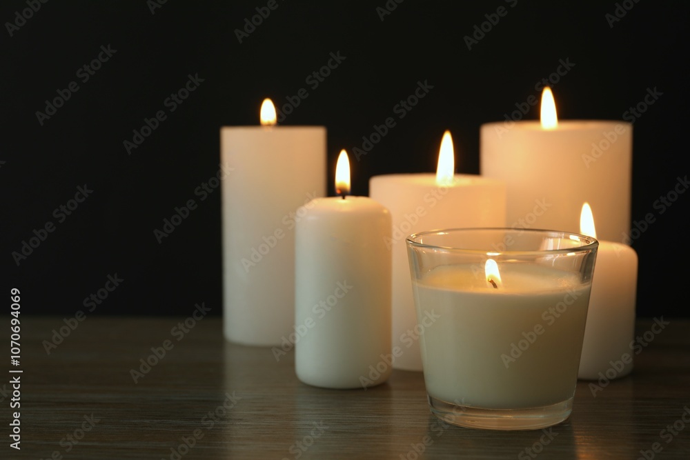 Beautiful composition with candles on the table Beautiful composition with candles on the table