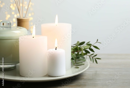 Beautiful composition with candles on the table