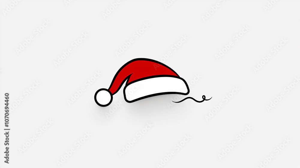 Minimalist Santa hat design with curved edges and playful style Minimalist Santa hat design with curved edges and playful style
