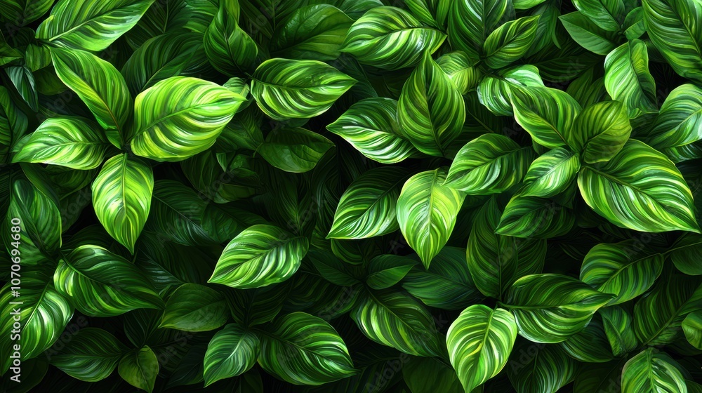 Lush Green Leaves with Varied Textures and Patterns Lush Green Leaves with Varied Textures and Patterns