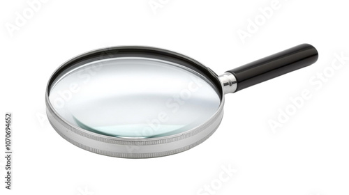 Magnifying glass with black handle isolated on transparent background