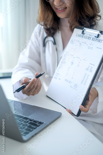 Doctors explain examination results and medication usage to patients, telemedicine pill bottles healthcare, and medical concepts