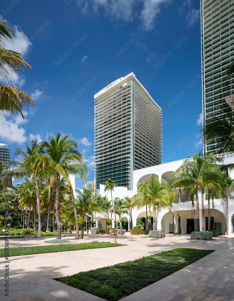 Chic and modern Palm Court in the Miami Design District, Miami, Florida, trendy Chic and modern Palm Court in the Miami Design District, Miami, Florida, trendy