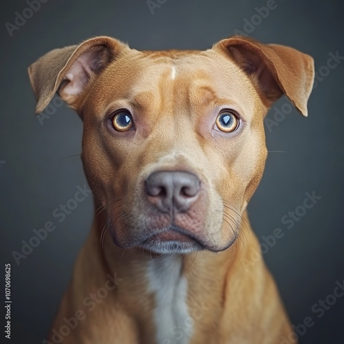 Wallpaper Mural A detailed portrait of a pitbull dog with expressive eyes set against a simple dark background showcasing the dog's calm demeanor Torontodigital.ca