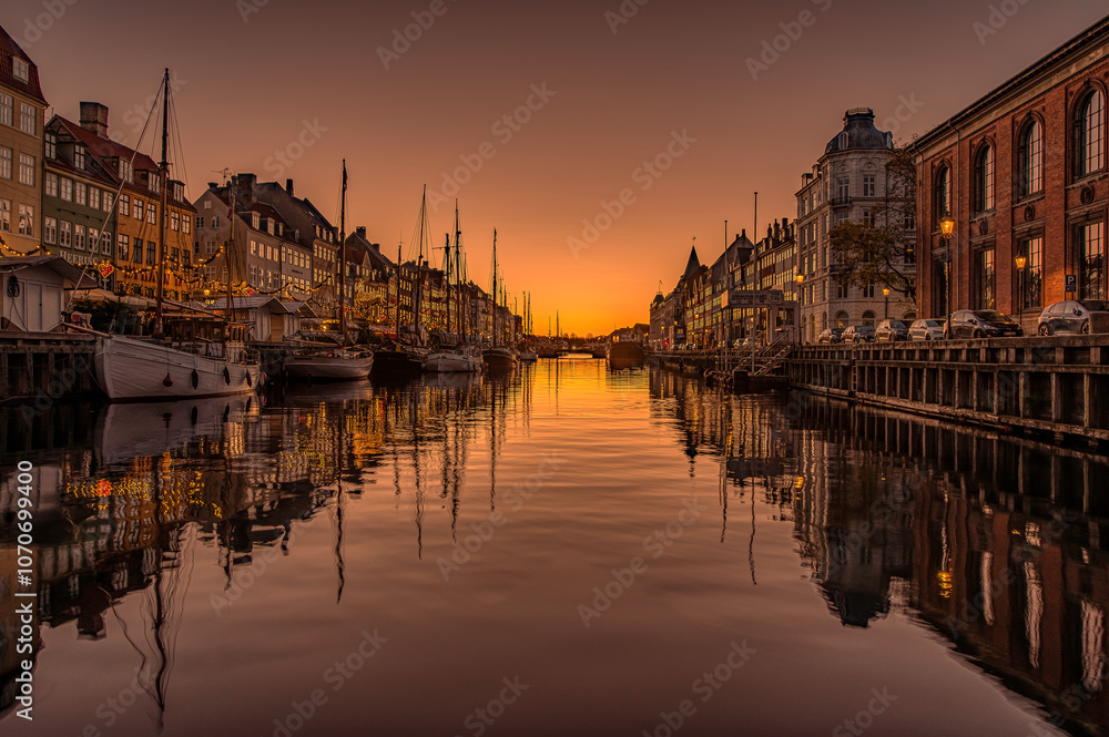 Copenhagen Nyhavn Canal at night